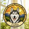 Custom Pet Portrait Suncatcherm, Stained Glass Style Window Hanging, Personalized Dog Memorial Gift Made From Your Photo - Style 4