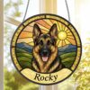 Custom Pet Portrait Suncatcherm, Stained Glass Style Window Hanging, Personalized Dog Memorial Gift Made From Your Photo - Style 6