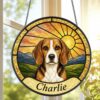 Custom Pet Portrait Suncatcherm, Stained Glass Style Window Hanging, Personalized Dog Memorial Gift Made From Your Photo - Style 9