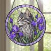 Custom Pet Stained Glass Suncatcher, Pet Memorial Gift, Personalized Cat Portrait From Photo, Pet Loss Gift, Stained Glass Pet Keepsake - Style 2