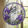 Custom Pet Stained Glass Suncatcher, Pet Memorial Gift, Personalized Cat Portrait From Photo, Pet Loss Gift, Stained Glass Pet Keepsake - Style 9