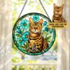 Custom Pet Stained Glass Suncatcher, Pet Memorial Gift, Personalized Dog Cat Memorial Window Decor, Dog Cat Loss Sympathy Gift, Pet Tribute Hanging Ornament - Style 10