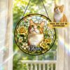 Custom Pet Stained Glass Suncatcher, Pet Memorial Gift, Personalized Dog Cat Memorial Window Decor, Dog Cat Loss Sympathy Gift, Pet Tribute Hanging Ornament - Style 8