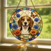 Custom Stained Glass Pet Portrait From Photo, Personalized Dog Loss Keepsake Gift, Dog Memorial Suncatcher, Pet Loss Gift, Window Hangings - Style 3