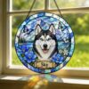 Custom Stained Glass Pet Portrait From Photo, Personalized Dog Loss Keepsake Gift, Dog Memorial Suncatcher, Pet Loss Gift, Window Hangings - Style 8