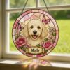 Custom Stained Glass Pet Portrait From Photo, Personalized Dog Loss Keepsake Gift, Dog Memorial Suncatcher, Pet Loss Gift, Window Hangings - Style 9