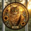 Personalized Cat Memorial Suncatcher, Stained Glass Pet Loss Gift, Stained Glass Pet Keepsake, Pet Memorial Gift - Style 2
