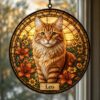 Personalized Cat Memorial Suncatcher, Stained Glass Pet Loss Gift, Stained Glass Pet Keepsake, Pet Memorial Gift - Style 5
