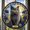 Personalized Cat Memorial Suncatcher, Stained Glass Pet Loss Gift, Stained Glass Pet Keepsake, Pet Memorial Gift - Style 7