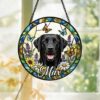 Personalized Dog Portrait Picture Stained Glass Suncatcher, Pet Portrait Stained Glass,Gifts For Pet Lover, Dog Loss Gift, Dog Memorial Gift - Style 10