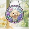 Personalized Dog Portrait Picture Stained Glass Suncatcher, Pet Portrait Stained Glass,Gifts For Pet Lover, Dog Loss Gift, Dog Memorial Gift - Style 4