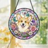 Personalized Dog Portrait Picture Stained Glass Suncatcher, Pet Portrait Stained Glass,Gifts For Pet Lover, Dog Loss Gift, Dog Memorial Gift - Style 5