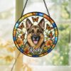 Personalized Dog Portrait Picture Stained Glass Suncatcher, Pet Portrait Stained Glass,Gifts For Pet Lover, Dog Loss Gift, Dog Memorial Gift - Style 6