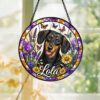 Personalized Dog Portrait Picture Stained Glass Suncatcher, Pet Portrait Stained Glass,Gifts For Pet Lover, Dog Loss Gift, Dog Memorial Gift - Style 7