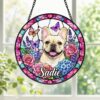 Personalized Dog Portrait Picture Stained Glass Suncatcher, Pet Portrait Stained Glass,Gifts For Pet Lover, Dog Loss Gift, Dog Memorial Gift - Style 8
