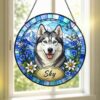 Personalized Dog Portrait Stained Glass, Custom Pet Photo Suncatcher, Pet Memorial Gift, Dog Keepsake, Pet Loss Gift, Dog Memorial Gift - Style 10