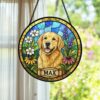 Personalized Dog Portrait Stained Glass Suncatcher, Custom Pet Memorial Stained Glass Photo Suncatcher, Dog Loss Keepsake, Pet Loss Gift - Style 1