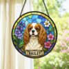 Personalized Dog Portrait Stained Glass Suncatcher, Custom Pet Memorial Stained Glass Photo Suncatcher, Dog Loss Keepsake, Pet Loss Gift - Style 10
