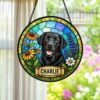 Personalized Dog Portrait Stained Glass Suncatcher, Custom Pet Memorial Stained Glass Photo Suncatcher, Dog Loss Keepsake, Pet Loss Gift - Style 2