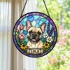 Personalized Dog Portrait Stained Glass Suncatcher, Custom Pet Memorial Stained Glass Photo Suncatcher, Dog Loss Keepsake, Pet Loss Gift - Style 3