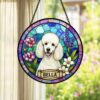Personalized Dog Portrait Stained Glass Suncatcher, Custom Pet Memorial Stained Glass Photo Suncatcher, Dog Loss Keepsake, Pet Loss Gift - Style 5
