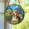 Personalized Dog Portrait Stained Glass Suncatcher, Custom Pet Memorial Stained Glass Photo Suncatcher, Dog Loss Keepsake, Pet Loss Gift - Style 6
