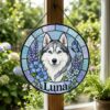 Personalized Dog Suncatcher, Custom Pet Portrait From Photo, Stained Glass Window Decor - Style 3