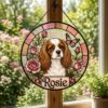 Personalized Dog Suncatcher, Custom Pet Portrait From Photo, Stained Glass Window Decor - Style 4
