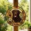 Personalized Dog Suncatcher, Custom Pet Portrait From Photo, Stained Glass Window Decor - Style 5