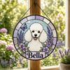 Personalized Dog Suncatcher, Custom Pet Portrait From Photo, Stained Glass Window Decor - Style 7