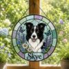 Personalized Dog Suncatcher, Custom Pet Portrait From Photo, Stained Glass Window Decor - Style 8