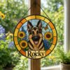Personalized Dog Suncatcher, Custom Pet Portrait From Photo, Stained Glass Window Decor - Style 9