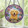 Personalized Pet Memorial Stained Glass Suncatcher, Custom Pet Photo Gift, Dog Cat Remembrance Keepsake, Rainbow Bridge Window Decor - Style 1