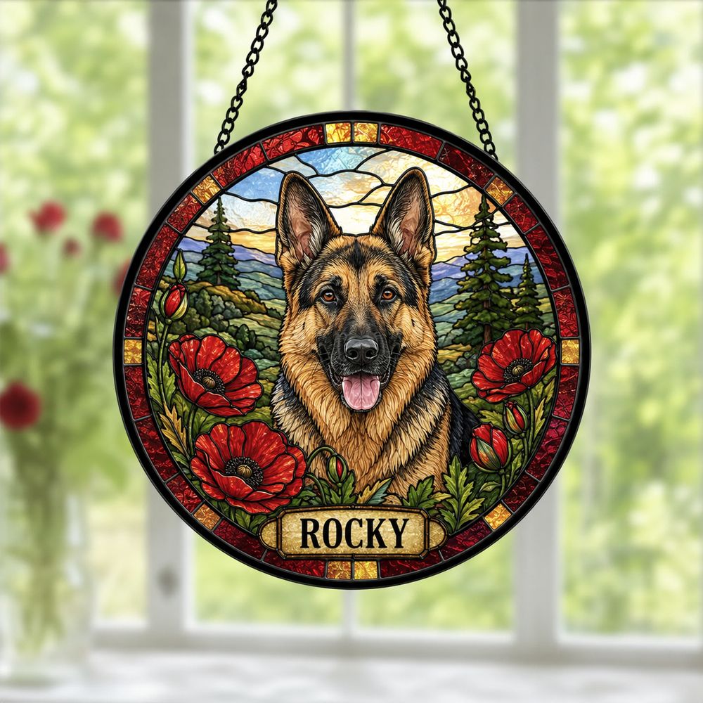 Personalized Pet Memorial Stained Glass Suncatcher, Custom Pet Photo Gift, Dog Cat Remembrance Keepsake, Rainbow Bridge Window Decor - Style 5