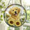 Personalized Pet Portrait Stained Glass Suncatcher, Custom Dog Portrait From Photo, Dog Portrait Art Suncatcher, Stained Glass Dog Memorial - Style 1
