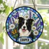 Personalized Pet Portrait Stained Glass Suncatcher, Custom Dog Portrait From Photo, Dog Portrait Art Suncatcher, Stained Glass Dog Memorial - Style 10