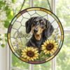 Personalized Pet Portrait Stained Glass Suncatcher, Custom Dog Portrait From Photo, Dog Portrait Art Suncatcher, Stained Glass Dog Memorial - Style 10