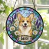 Personalized Pet Portrait Stained Glass Suncatcher, Custom Dog Portrait From Photo, Dog Portrait Art Suncatcher, Stained Glass Dog Memorial - Style 2