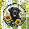 Personalized Pet Portrait Stained Glass Suncatcher, Custom Dog Portrait From Photo, Dog Portrait Art Suncatcher, Stained Glass Dog Memorial - Style 2