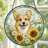 Personalized Pet Portrait Stained Glass Suncatcher, Custom Dog Portrait From Photo, Dog Portrait Art Suncatcher, Stained Glass Dog Memorial - Style 3