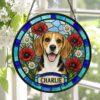 Personalized Pet Portrait Stained Glass Suncatcher, Custom Dog Portrait From Photo, Dog Portrait Art Suncatcher, Stained Glass Dog Memorial - Style 4