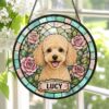 Personalized Pet Portrait Stained Glass Suncatcher, Custom Dog Portrait From Photo, Dog Portrait Art Suncatcher, Stained Glass Dog Memorial - Style 5