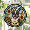 Personalized Pet Portrait Stained Glass Suncatcher, Custom Dog Portrait From Photo, Dog Portrait Art Suncatcher, Stained Glass Dog Memorial - Style 6