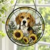 Personalized Pet Portrait Stained Glass Suncatcher, Custom Dog Portrait From Photo, Dog Portrait Art Suncatcher, Stained Glass Dog Memorial - Style 6