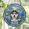 Personalized Pet Portrait Stained Glass Suncatcher, Custom Dog Portrait From Photo, Dog Portrait Art Suncatcher, Stained Glass Dog Memorial - Style 7