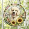 Personalized Pet Portrait Stained Glass Suncatcher, Custom Dog Portrait From Photo, Dog Portrait Art Suncatcher, Stained Glass Dog Memorial - Style 7