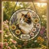 Personalized Pet Portrait Suncatcher, Custom Cat Stained Glass From Photo, Pet Memorial Gift, Cat Lover Gift - Style 1