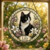 Personalized Pet Portrait Suncatcher, Custom Cat Stained Glass From Photo, Pet Memorial Gift, Cat Lover Gift - Style 7