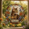 Personalized Pet Portrait Suncatcher, Custom Cat Stained Glass From Photo, Pet Memorial Gift, Cat Lover Gift - Style 9