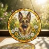 Personalized Stained Glass Pet Portrait Suncatcher, Custom Dog Memorial, Dog Loss Keepsake, Pet Loss Gift - Style 10
